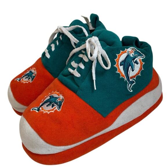 VTG 90’s NFL MIAMI DOLPHINS SHOES SLIPPERS SZ L FOOTBALL FANATIC BIG SHOES - Picture 15 of 16